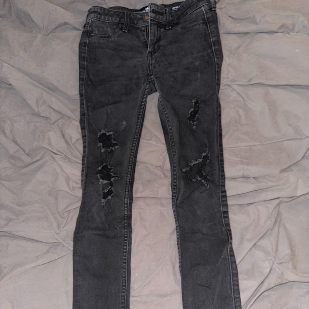 Hollister Black Skinny Jeans with Distressed Details